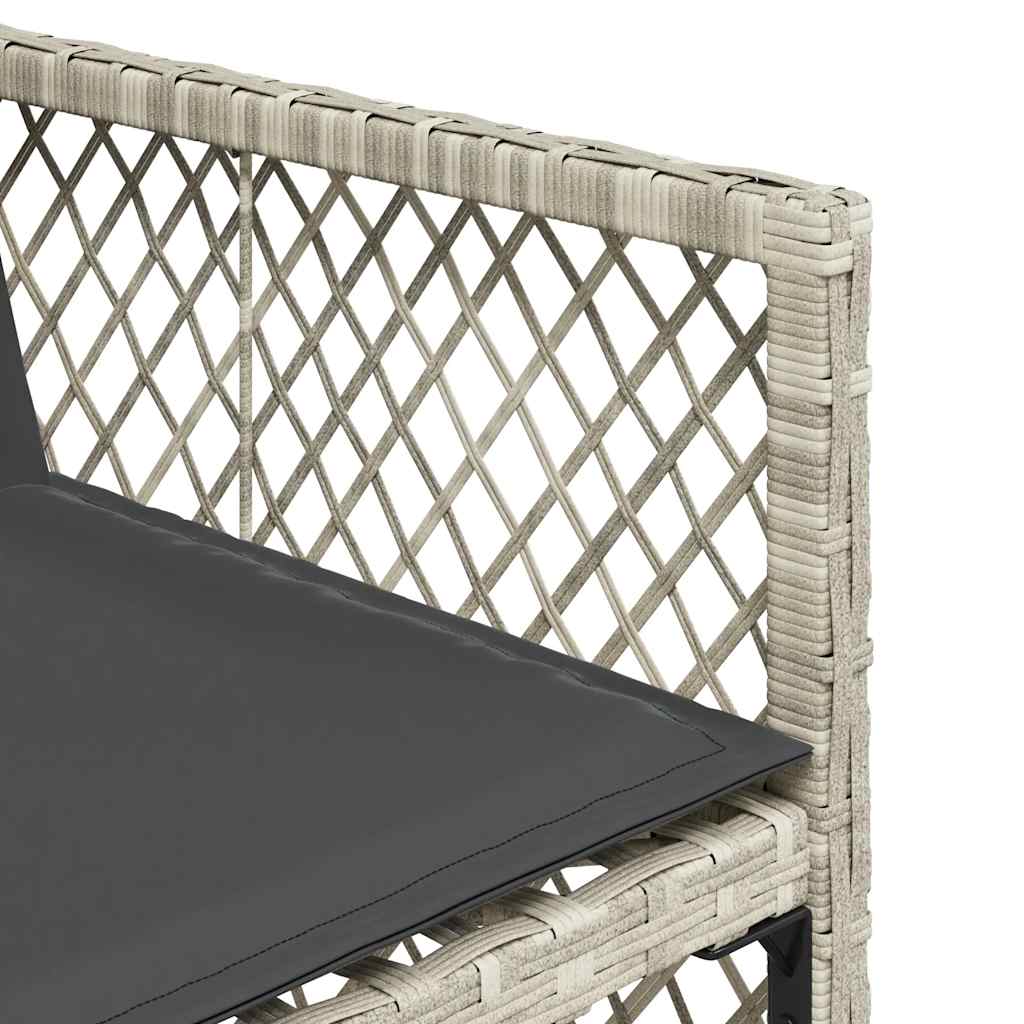 7 Piece Outdoor Dining Set with Cushions Light Grey Poly Rattan