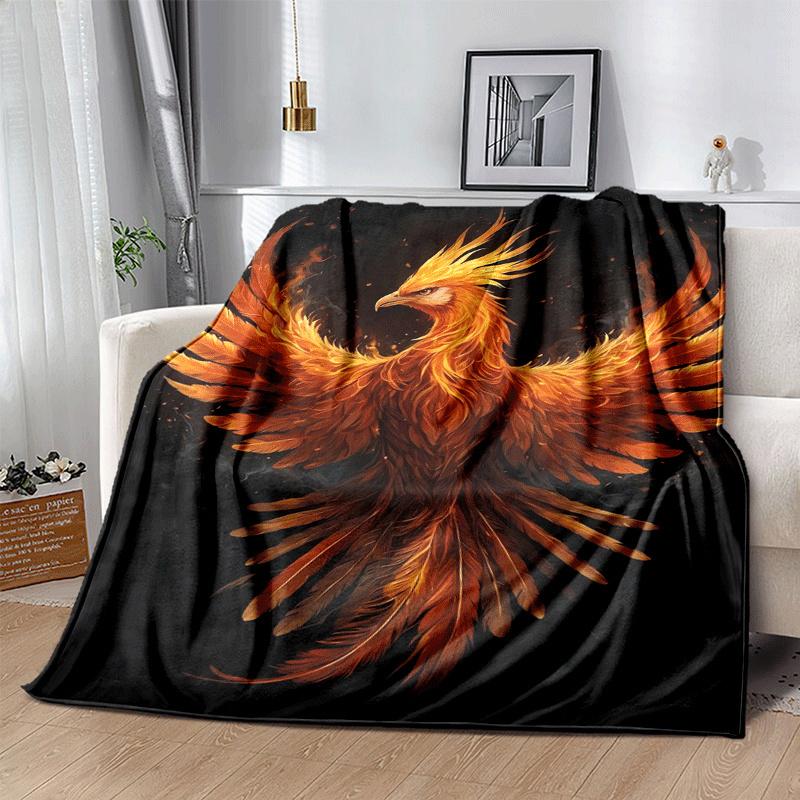 1pc Phoenix Printing Lightweight Flannel Blanket, Comfortable and Warm Blanket, for Camping Sofa Bed and Couch Office, in All Seasons