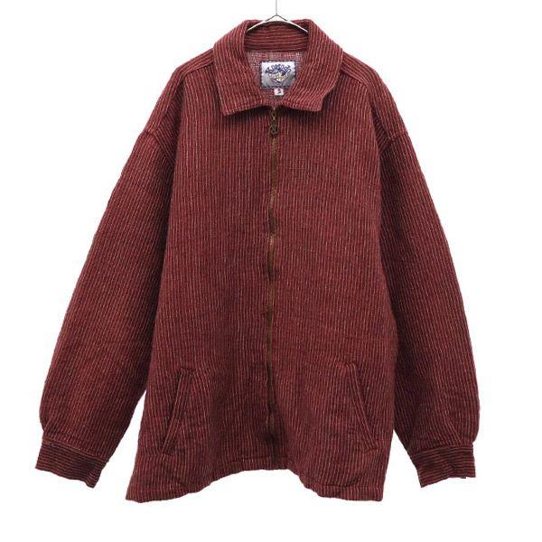 

GLOBE TROTTER wool blend Striped Pattern Zip jacket 2 Red x white Men s Used