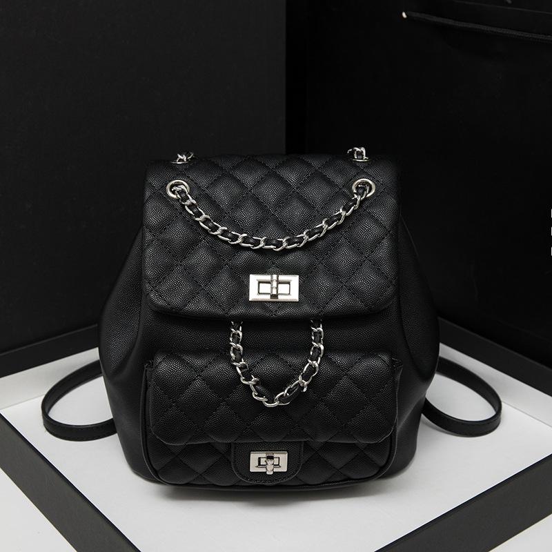 

Легкая Роскошь Новая Корейская Версия Стиля Сяосян Рюкзак с Бриллиантами и Икрой Текстурная Цепочка Кроссбоди Повседневный Стиль Сумка на Плечо