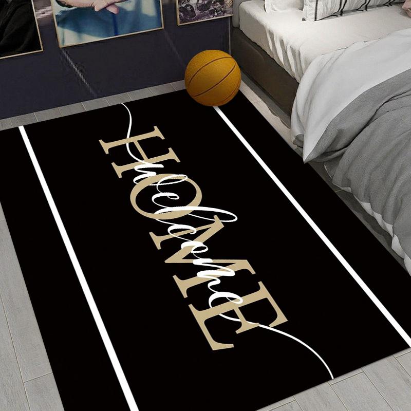 Modern HOME Welcome Rug Black Gold Entryway Doormat NonSlip Easy Clean Stylish Decor Carpet for Living Room Bedroom Pet Friendly