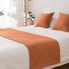 Orange Waffle Bed Flag Simple and Pure Color Bed Decoration Hotel Bedroom Dustproof Cloth Home Textile Bedding Bed Runner Matching Color Throw Pillow