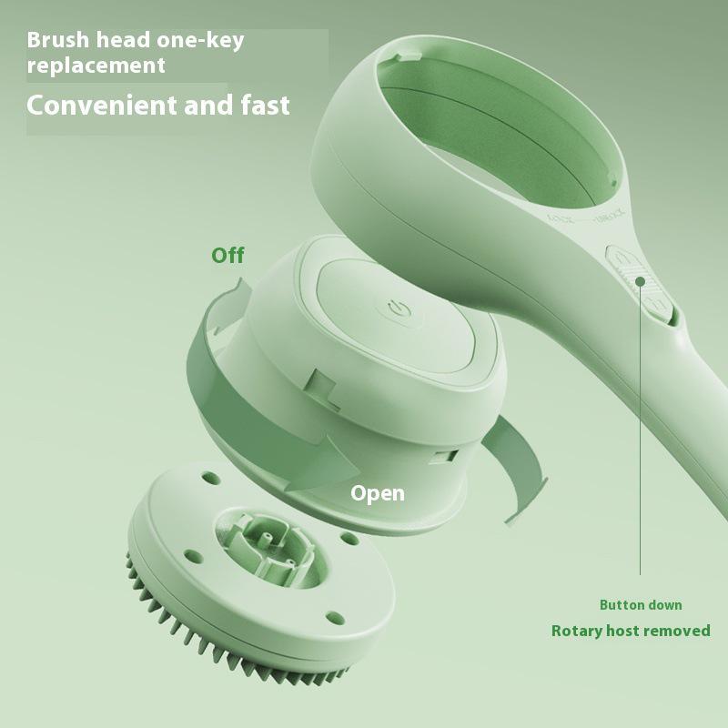 Wireless Smart Electric Bath Brush with Long Handle, Waterproof & Automatic Scrubber for Back and Body