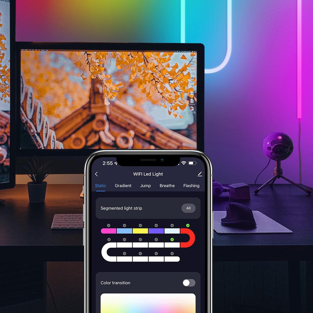 Smart WIFI Colorful Music Soft Light Strip Silicone Flexible DIY Modeling Light LED Neon Light Strip Set