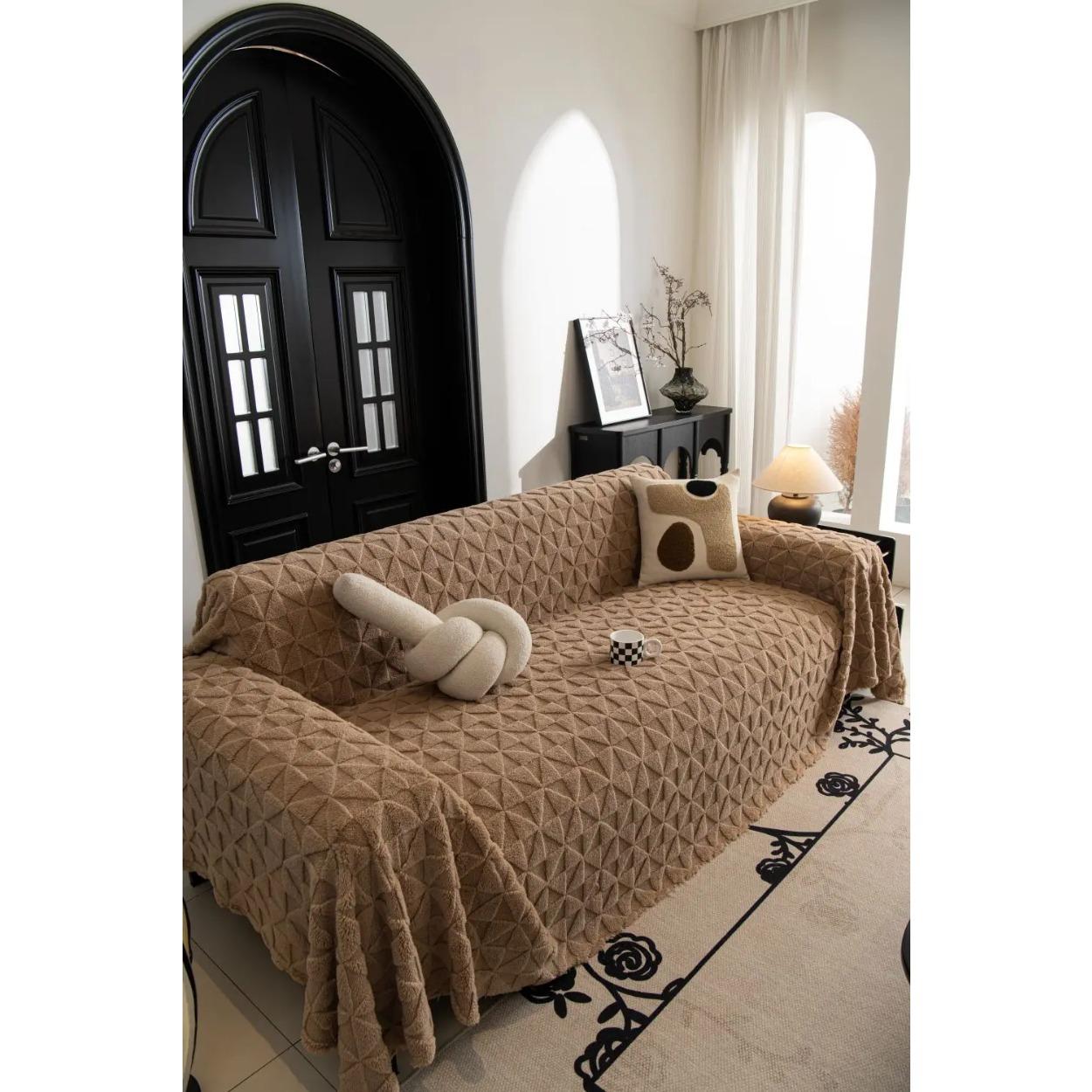 

Funda Sofa Living Room Footprint Jacquard Толстый теплый диванный плед Зимний чехол Sherpa для кемпинга и пикника 180x90