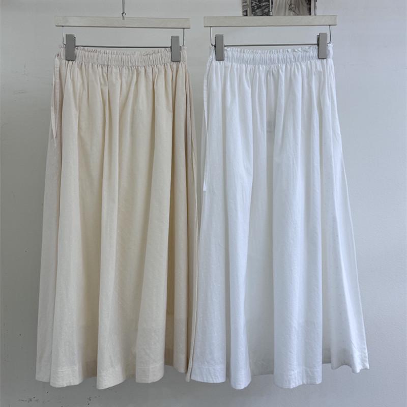 Women's 2026 Spring New Arrival: Simple White Long Loose-Fit Skirt with Wide Hem