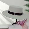 Retro woolen flat hat female autumn and winter French temperament socialite M standard top hat fashionable flat-brimmed jazz hat self-operated