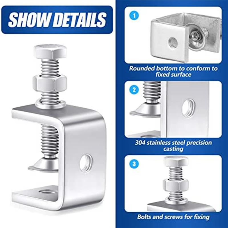 2025+ 10 Pcs Stainless Steel C Heavy Duty 1 3/16 Inch with Stable Wide Jaw Opening Small Screw for Metal Working Woodworking