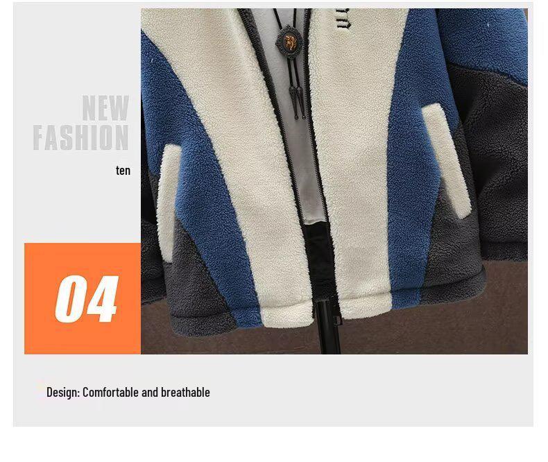 Men's Trendy Cotton Fleece Hooded Jacket - Lambswool Padded Winter Coat for High School Students
