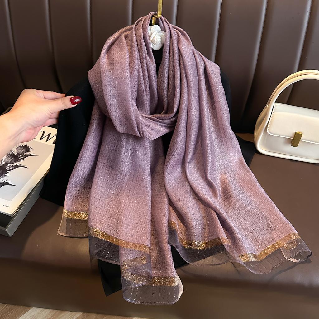 Silk Wool Banquet High-grade Gold Silver Craft Scarf Shawl Women's Long Autumn and Winter with Shiny Headscarf