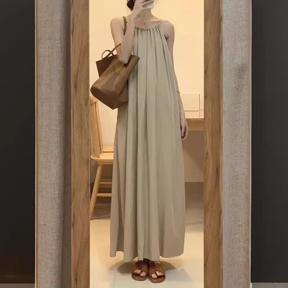 Unique Coffee Break Sleeveless Suspender Dress Children's Summer High-end Temperament Seaside Vacation and Ankle Dress Is Super Beautiful