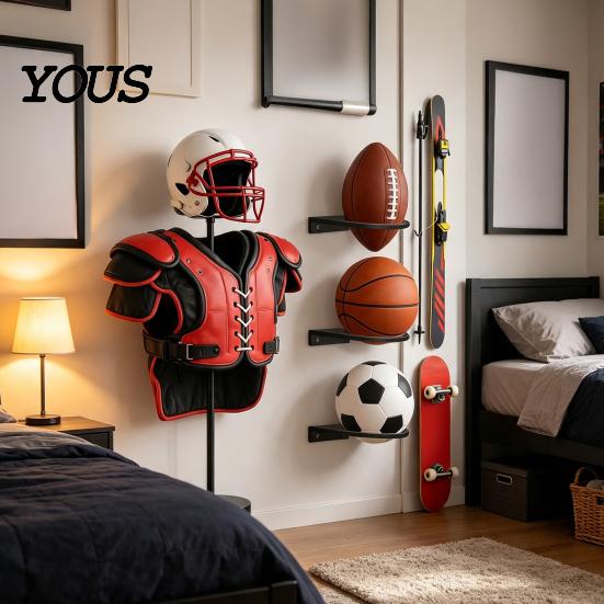 Indoor Ball Storage Solution Basketball Wall Mount Display Rack, Durable Acrylic Holder, Garage Sports Rack Home Gym for Soccer Volleyball