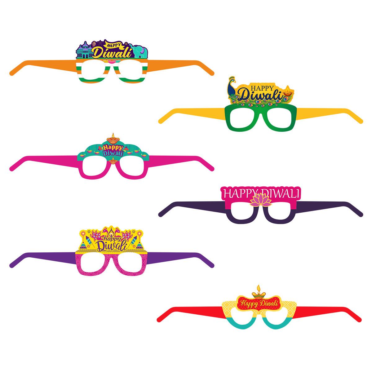 

25 Бумажных очков на индийскую тему Дивали, Реквизит для фото для вечеринки «Миллион огней» 6 pcs