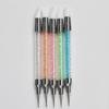 5-Piece Nail Art Double-Ended Rhinestone Dotting Tool Set with Multi-Color Silicone Tips
