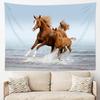 Galloping Horse Tapestry Horses Running In Sea Water Wall Hanging Animal Tapestries for Bedroom Living Room Dorm Decor,60W