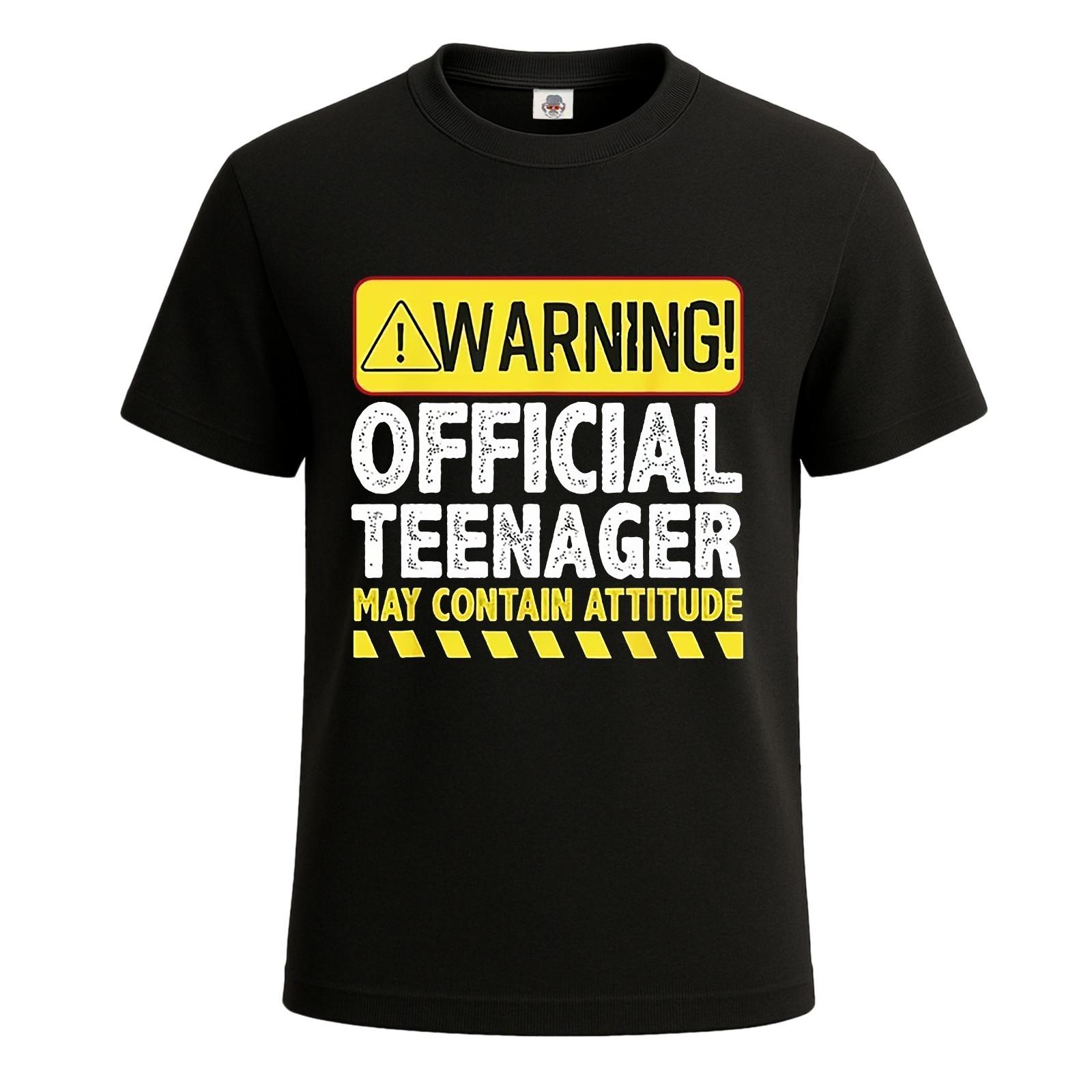 Warning Official Teenager May Contain Attitude T-Shirt For Mens Novelty Tee Top S разноцветный