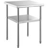 Stainless Steel Prep Table, 24 x 24 x 36 Inch, 600lbs Load Capacity Heavy Duty Metal Worktable with Adjustable Undershelf & Universal Wheels,