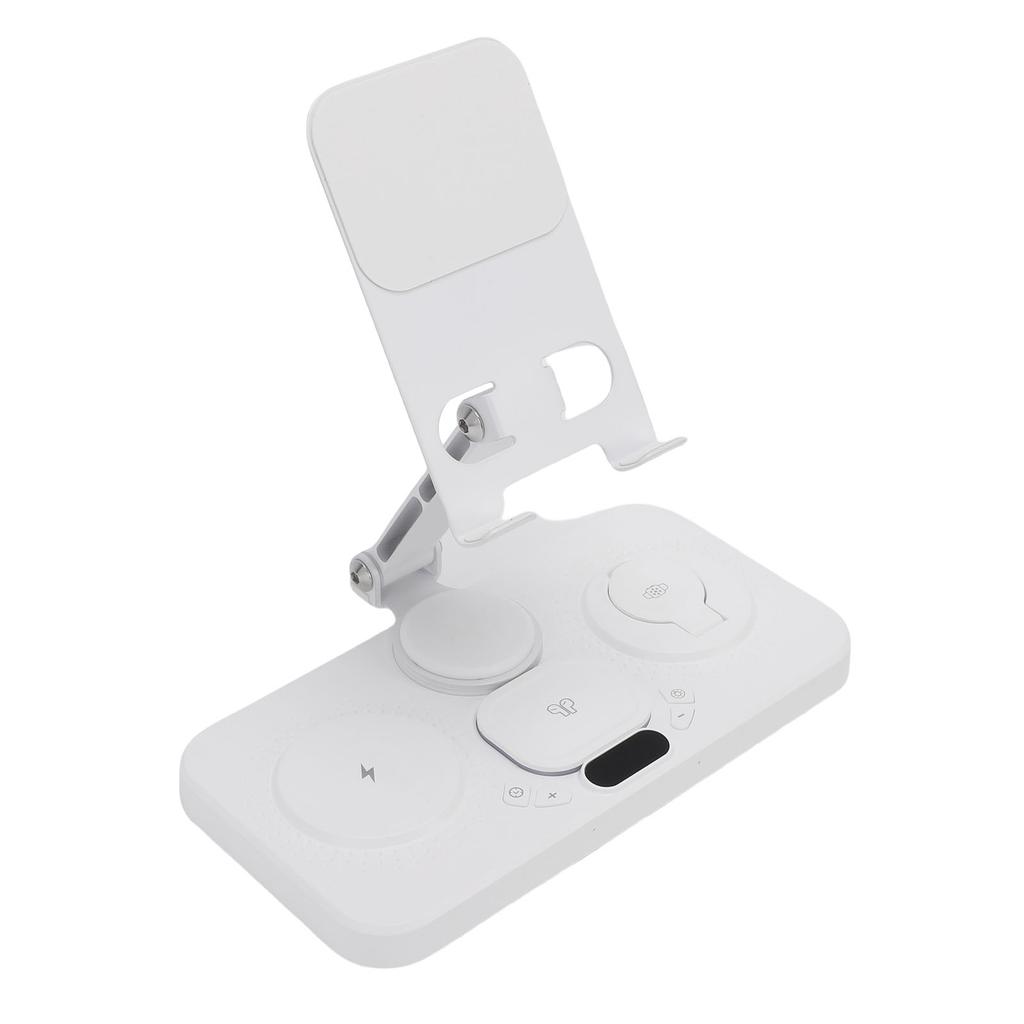 6 In 1 Wireless   for   Device with Alarm Clock and 6 Color Ambient Light 15W Foldable Wired Charging Station