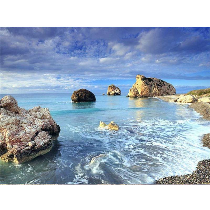 Diamond Painting Full Round Square Natural Landscape Wall Stickers Mosaic Beach Embroidery Mountain Scenery Diamond Art