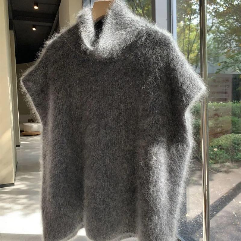 Vest for Women Sleeveless Sweater Tops Knitted Solid Color Sweater Vest Oversize Loose Versatile Casual Sleeveless Coat Vest Top