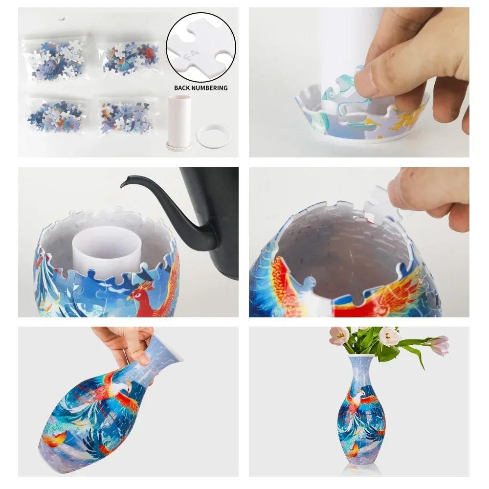 Non-Toxic Puzzle Flower Vase Panda 3D Porcelain Design Made Plastic Home Decoration And Flower Arrangement Housewarming Kids Toys Gifts