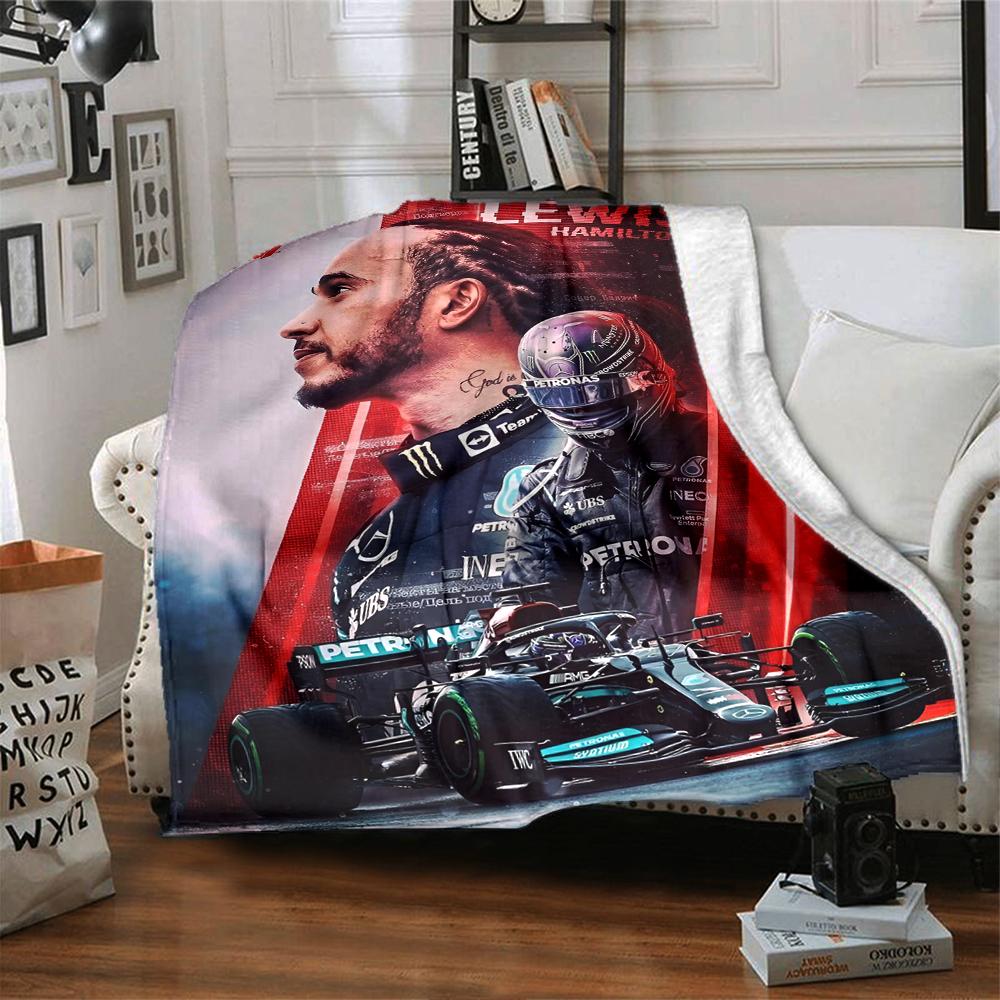 Coperta stampata a tema Lewis Hamilton - Perfetta per divano, letto, viaggi e uso all'aperto | Lavabile in lavatrice, accogliente e resistente.