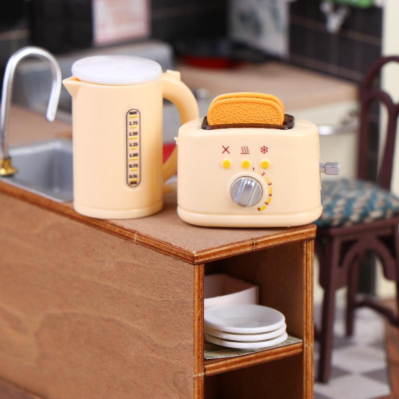1 Set 1 12 Miniature Coffee Maker with Egg Beater Dollhouse Kitchen Appliance Toy for Kids Birthday Gift Pretend House Play