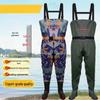 Men's One-Piece Full-Body Fishing Waders with Boots - Waterproof Rain Pants and Jacket Set