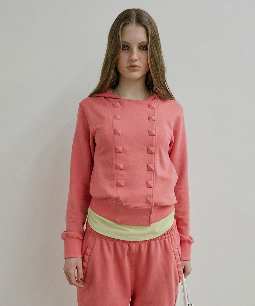 SCULPTOR Napoleon Stud Hoodie Acid Pink