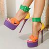 Pesstwei Fashion Nightclub Sexy Open Toe Buckle Color Matching Stiletto Heels Sandals Women Designer Hollow Out Platform Shoes