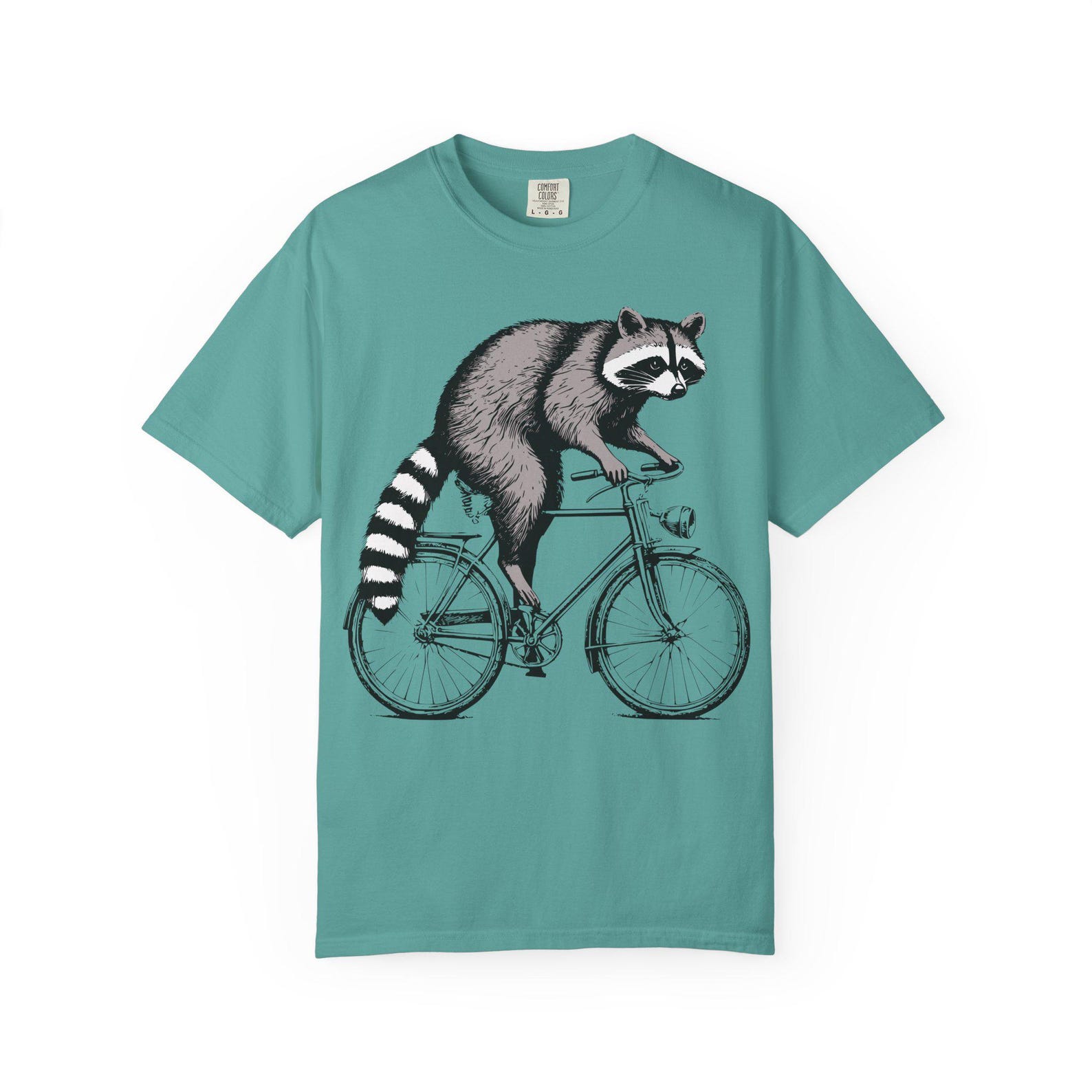 Biking Raccoon T-Shirt: Vintage Style Animal Graphic Tee XL