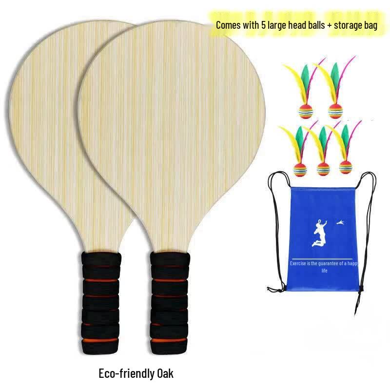 Solid Oak Paddle Bat for Shuttlecock Games