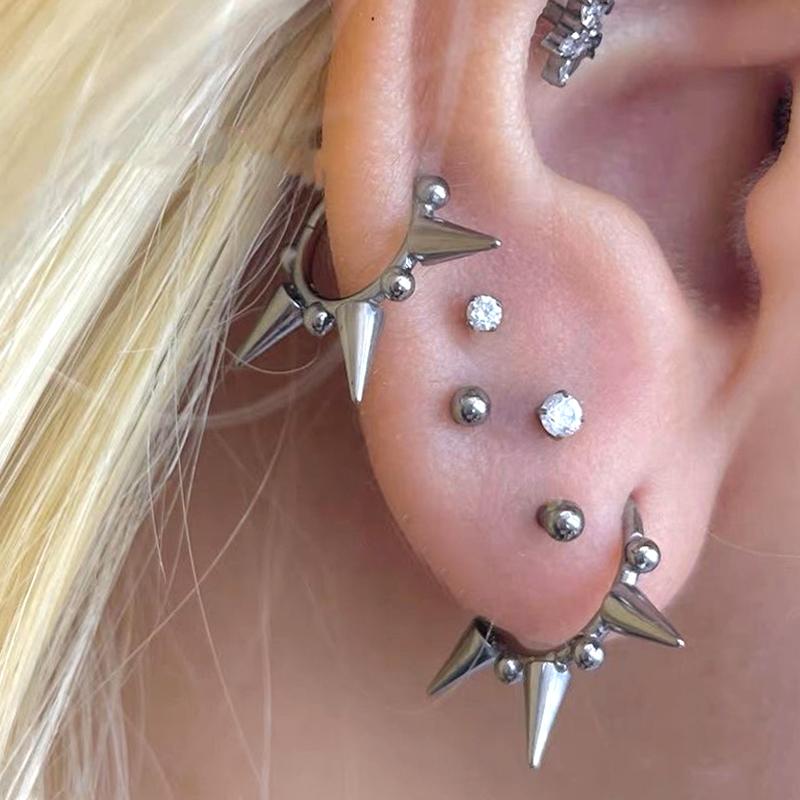 Punk Rivet Earrings For Women Korean Fashion Geometric Hoops Earrings Charms Goth Grunge Earrings Accessories Hip-Hop Jewelry