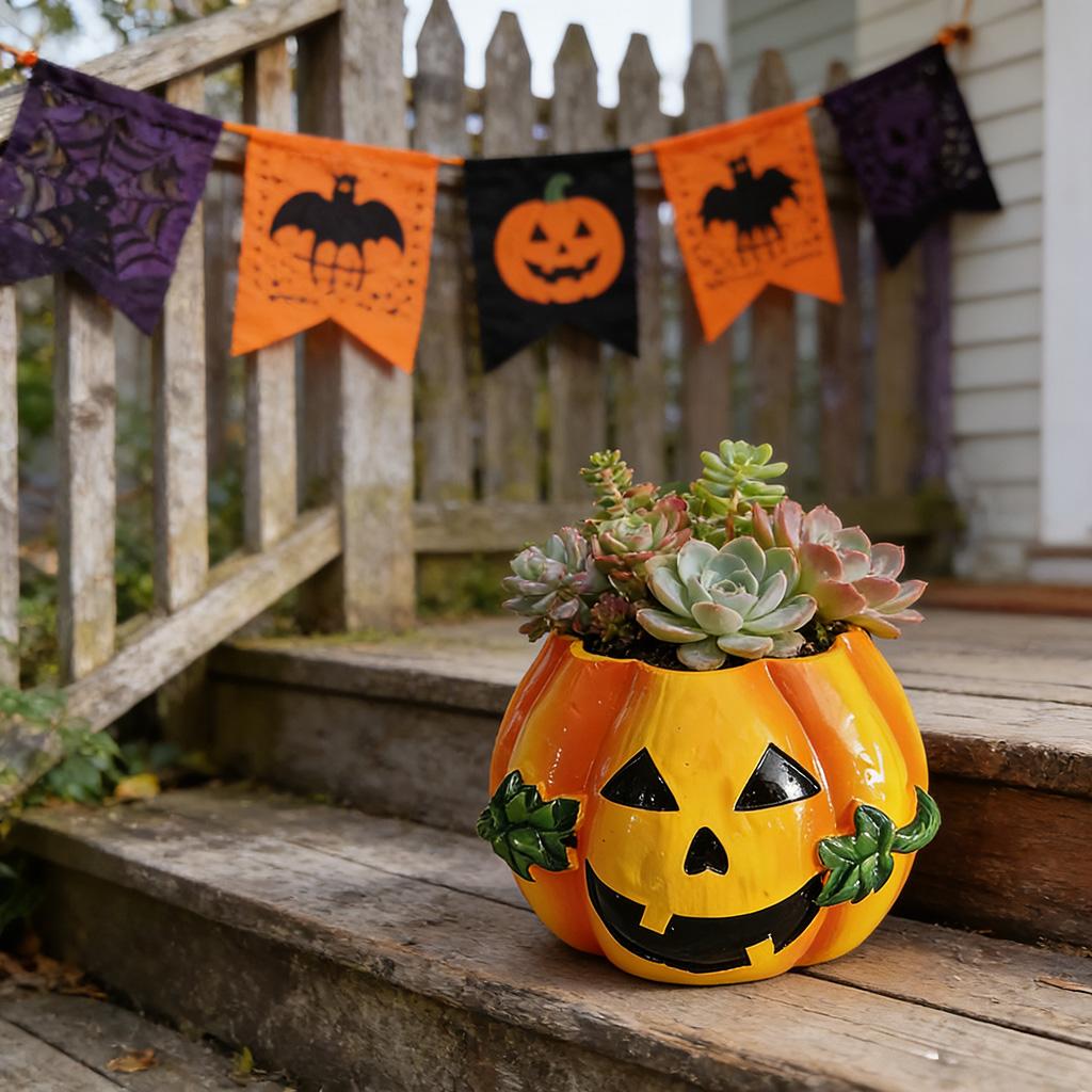 Halloween Pumpkin Figurine Resin Ghost Pumpkin Ornament Spooky Season Decor Mini Cute Pumpkin Statue Home Desktop Shelf Decorati
