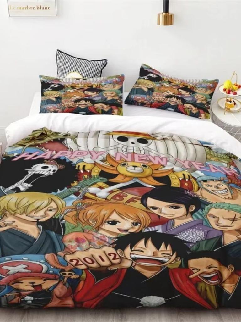 3D Kids Boys Anime One Pieces Duvet Cover Merry Christmas Bedding Set Queen King Full Size for Holiday Bedroom Teens Women Gift