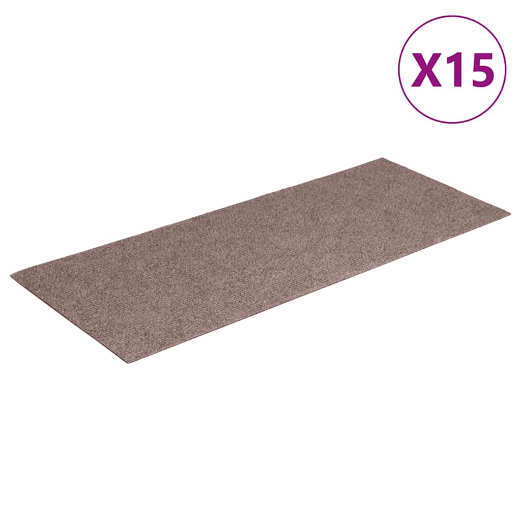 Self Adhesive Stair Treads 15 Pcs 60 X 25 Cm Light Brown Rectangular