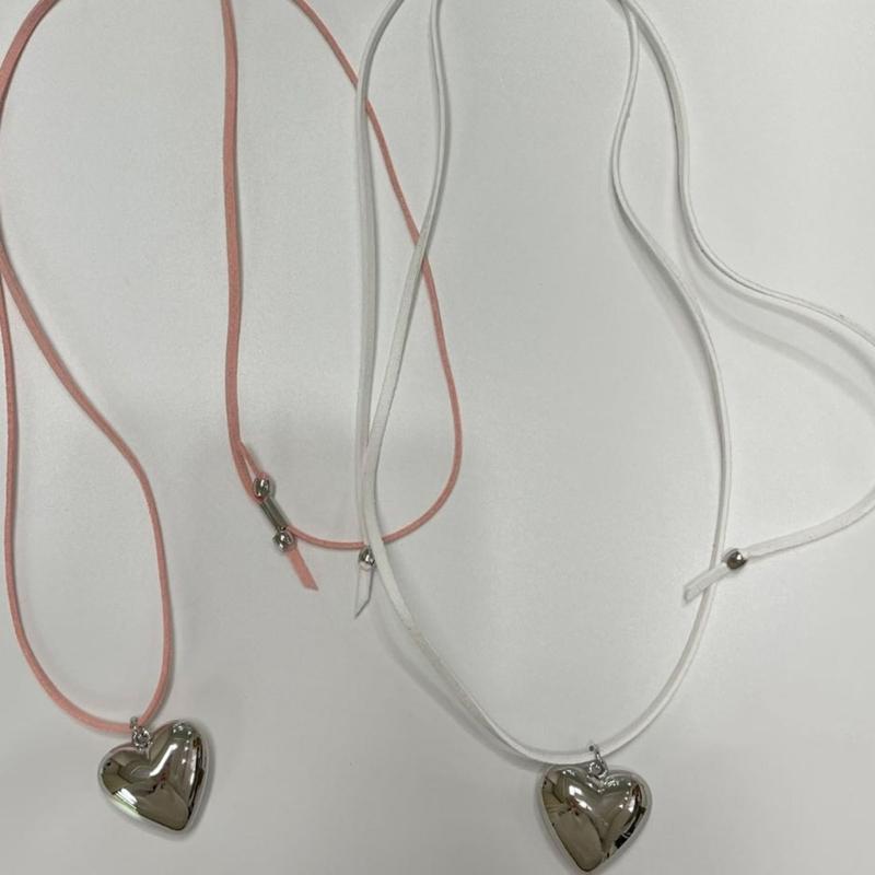 Heart Pendant Collar Necklace Neck Tie Clavicle Chain Necklace Long Rope Bow-Tie Choker Necklace Fashion Jewelry