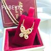 925 Sterling Silver Light Luxury Elegant Champagne Zircon Butterfly Necklace Birthday Party Anniversary Gift