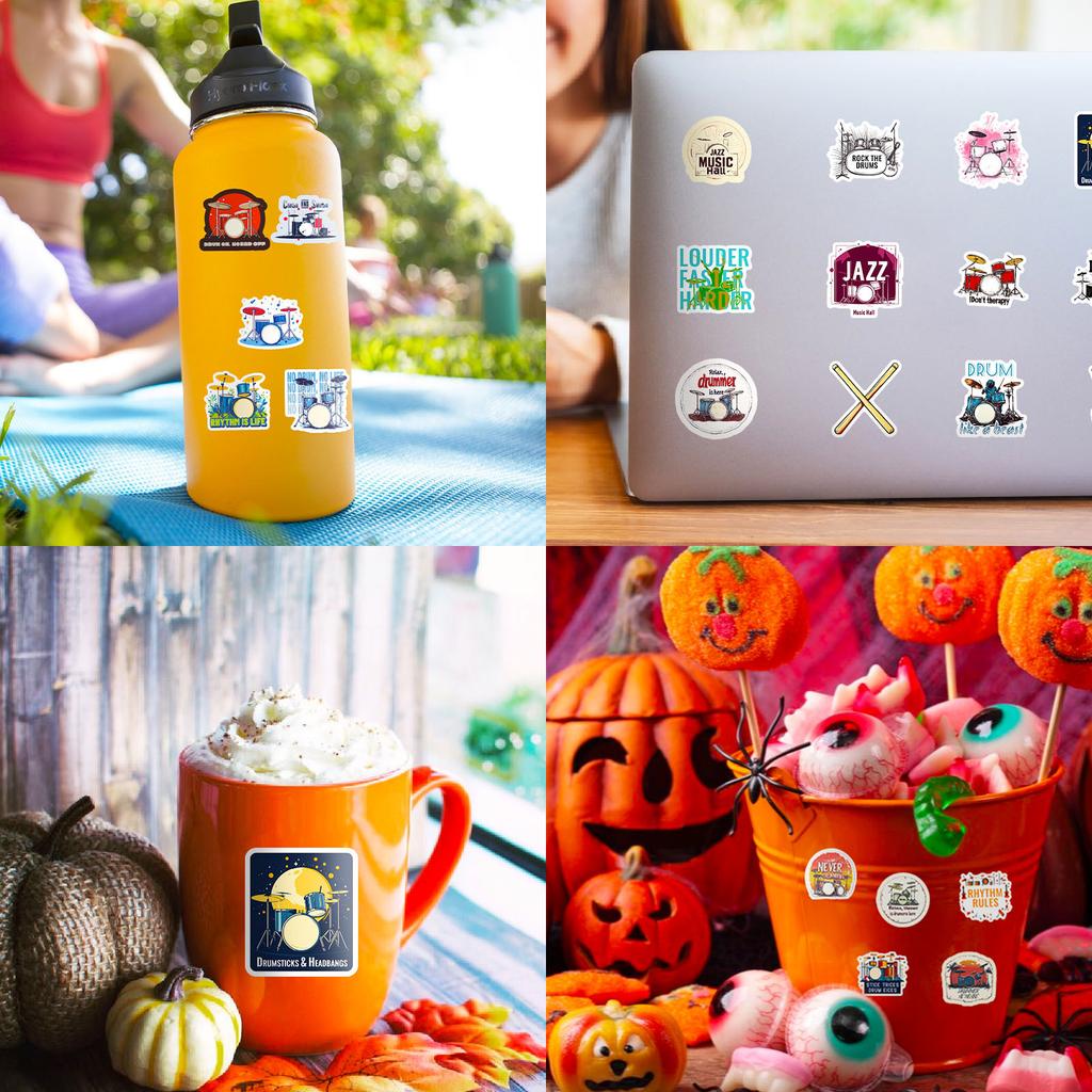 New 50 Rock Instruments Drum Set Cartoon Graffiti Stickers Personalized Creative Trend Decorative Stickers