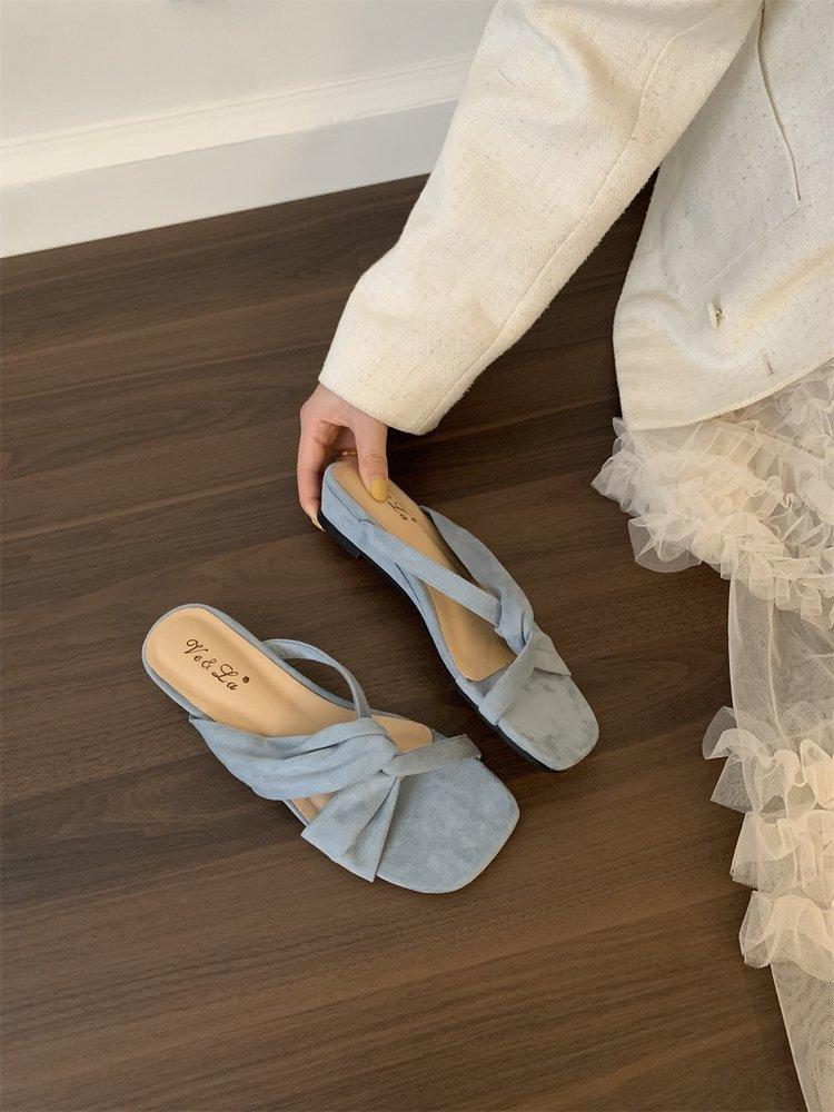 Spring and summer slope heel cool slippers open-toed sandals women's shoes summer beach shoes French small sandals high heels