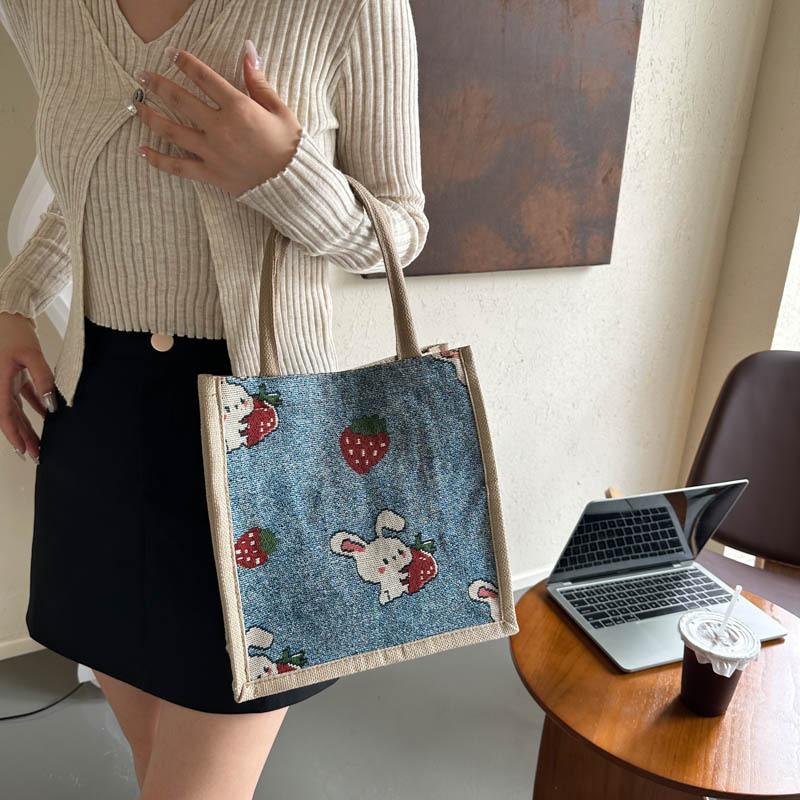 Large Capacity Commuting Bag for Women New Fashion One-shoulder Tote Bag Ethnic Style Student Handheld Class Bag Trend