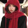 Balaclava hat women's autumn and winter big head circumference ear protector wool hat warm knitted hat scarf integrated hat