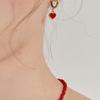 NUOY Red Crystal Heart Pendant Earrings