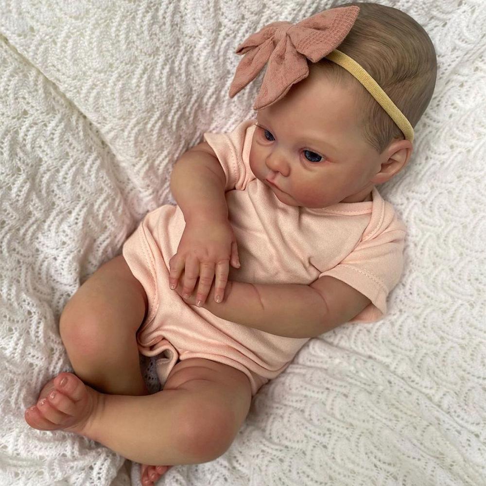 Poplar 19'' 49 cm Reborn Babies Dolls Meadow Myk Full Vinyl eller Cloth Body Nyfødt dukke Håndlaget utsøkt 3D malt hud Synlige årer Rebirth Dolls