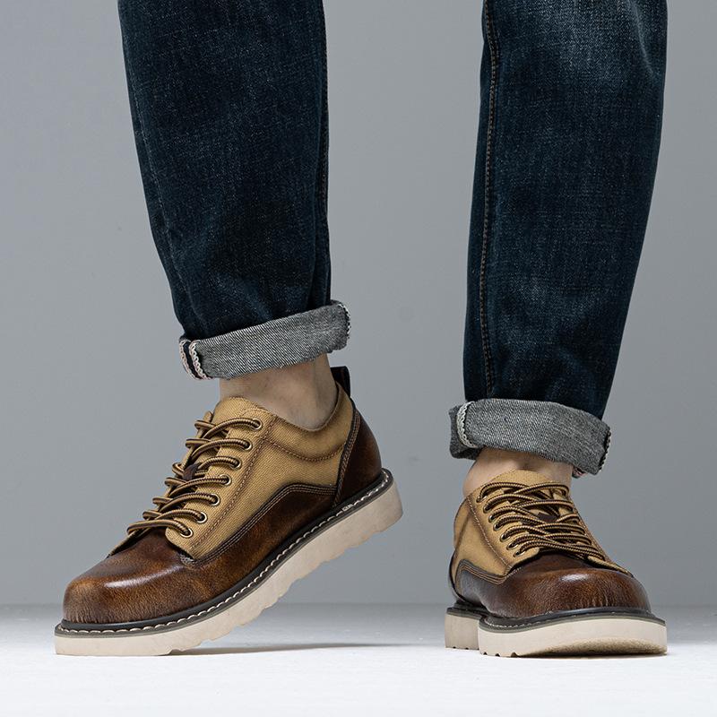 Extra Large Size Men's Shoes Spring and Autumn 2025 New Retro Tooling Shoes American Outdoor Casual Leather Shoes Big Head Martin Shoes