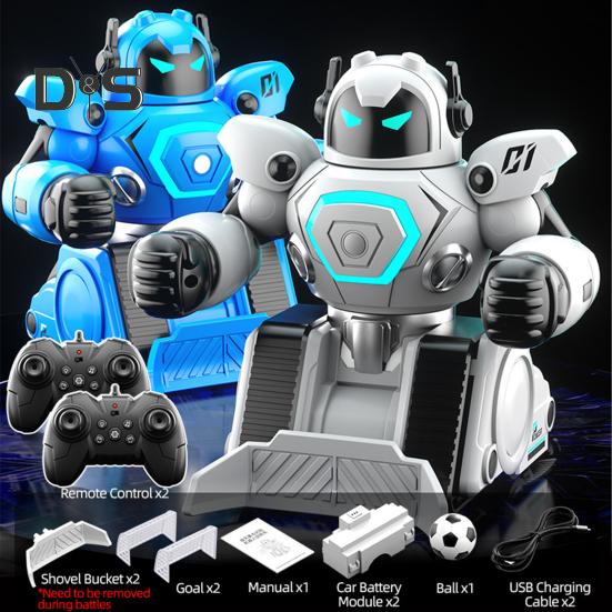 2ks Dětská robotická hračka na dálkové ovládání pro 2 hráče Bitva Box Fotbal Press Spuštění hry Interaktivní elektrická 2,4GHz RC robotická hračka pro batolata s LED