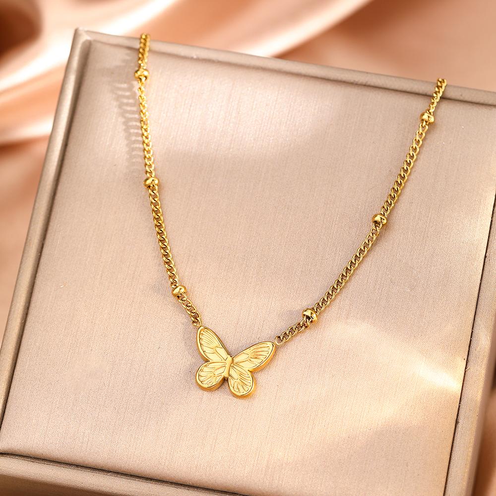 Edelstahl Schmetterling Anhänger Schlüsselbein Kette Elegantes Temperament Personalisierte Halskette Für Frauen Schmuck Kreative Geschenke