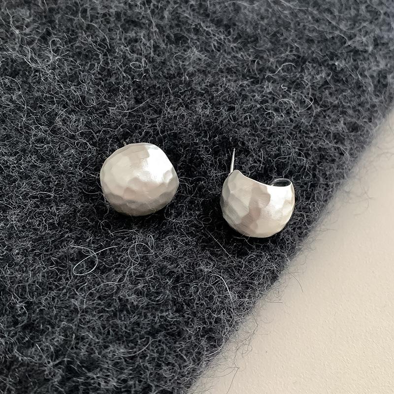 New 925 Silver Hoop Earrings Clip Matte Circle Geometric Punk For Women Girl Gift Jewelry