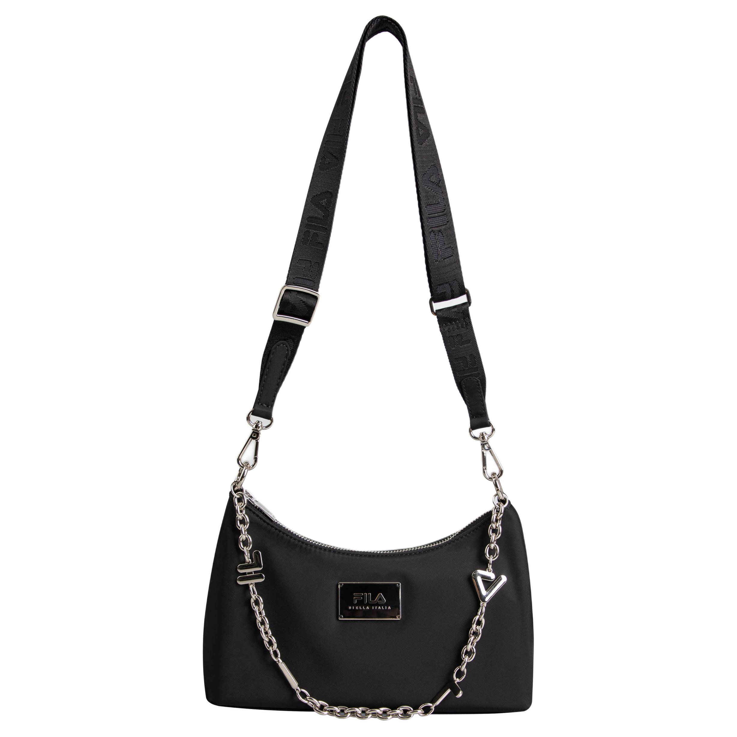 

Fila Biscuit Bag Hobo Shoulder Versatile Large Capacity Fashion Casual Simple Daily Zipper Crescent Bag Chain Convenient Carry Design F13W428172FBK Jet Black,Extra Small