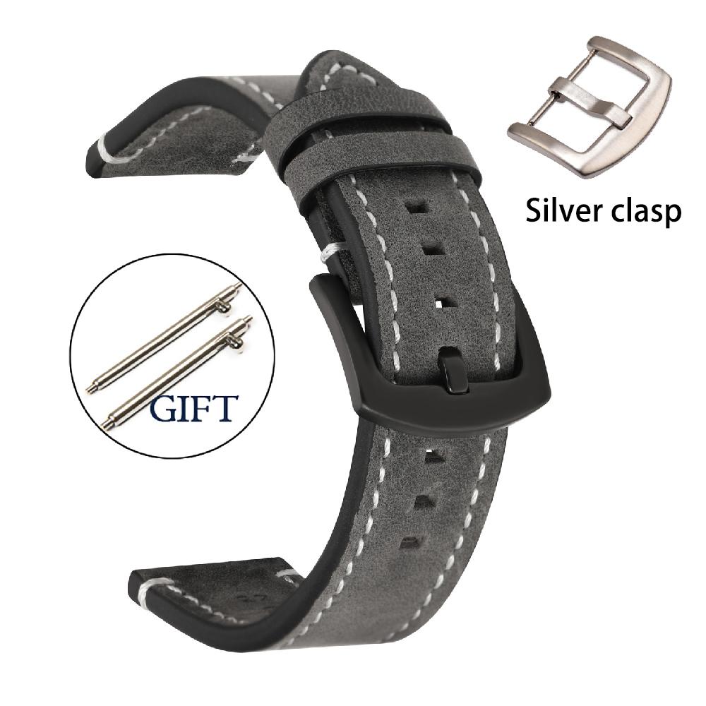 Genuine Retro Leather Watch Strap 20mm 22mm 24mm Vintage Strap 18mm Quick Release Men Universal Replacement Bracelet Accessories
